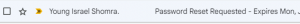 Image of an email header from Young Israel Shomrai Emunah